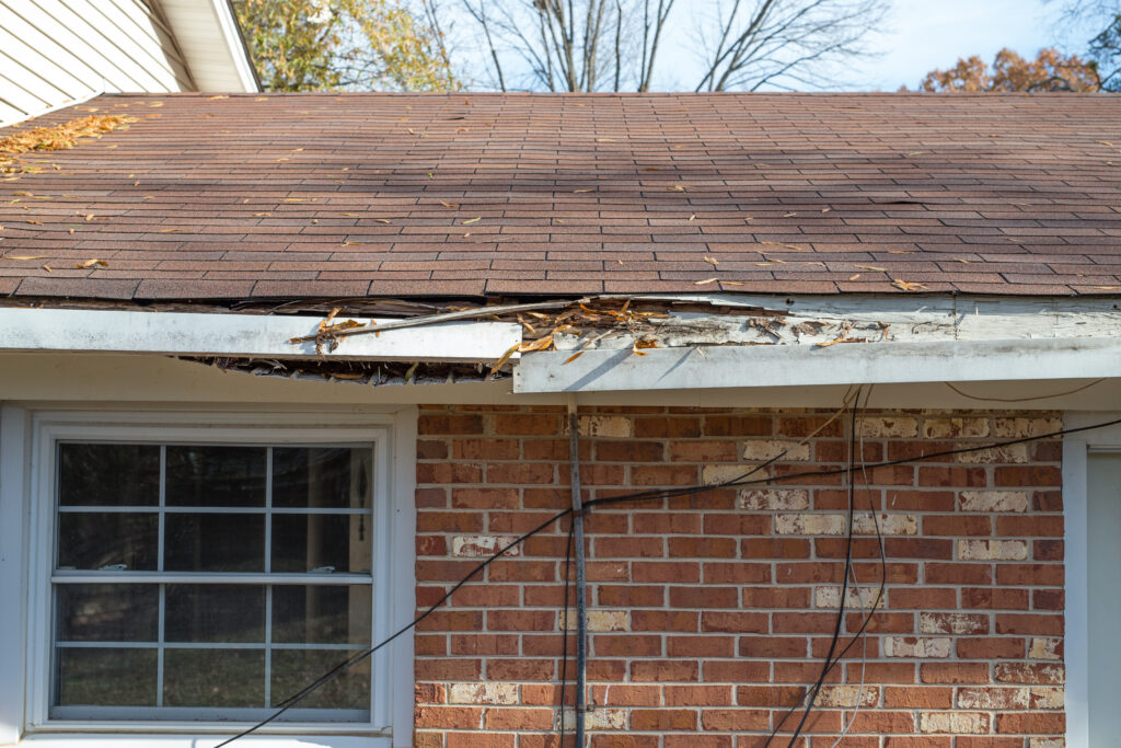 An image of a neglected fascia, which could lead to a denied claim.